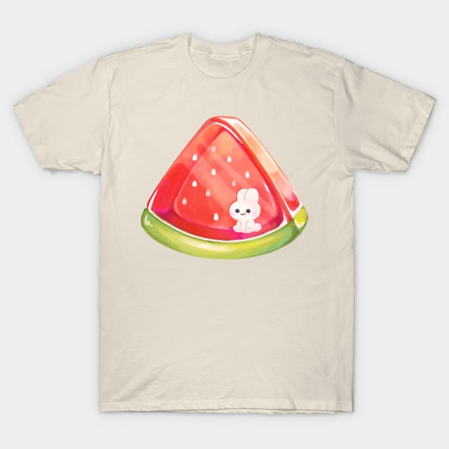 bunny jelly watermelon summer kawaii T-Shirt by mushopea